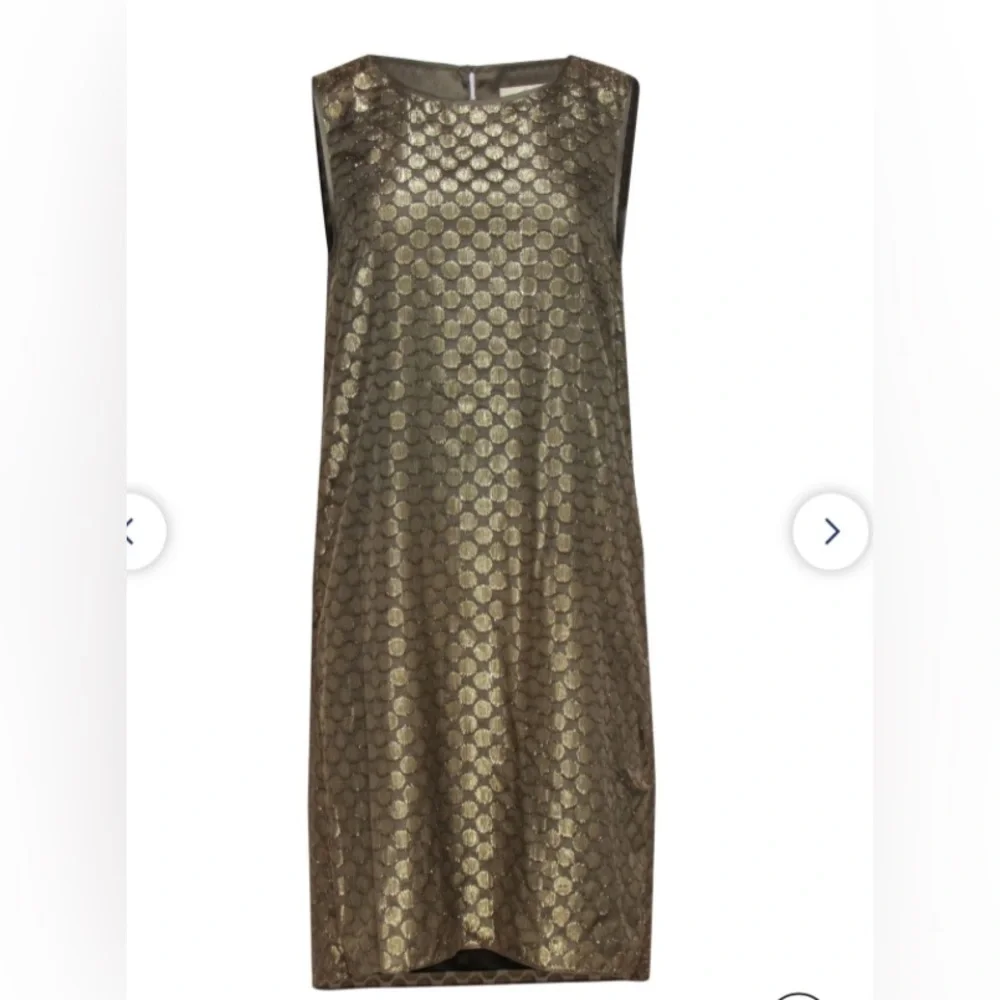Erin Fetherston - Metallic Gold Circle Sleeveless High-Low Dress Sz 6